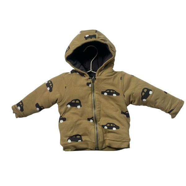 Babyface Reversible Tan Car Print & Gray Reversible Jacket - Size 9 Mo