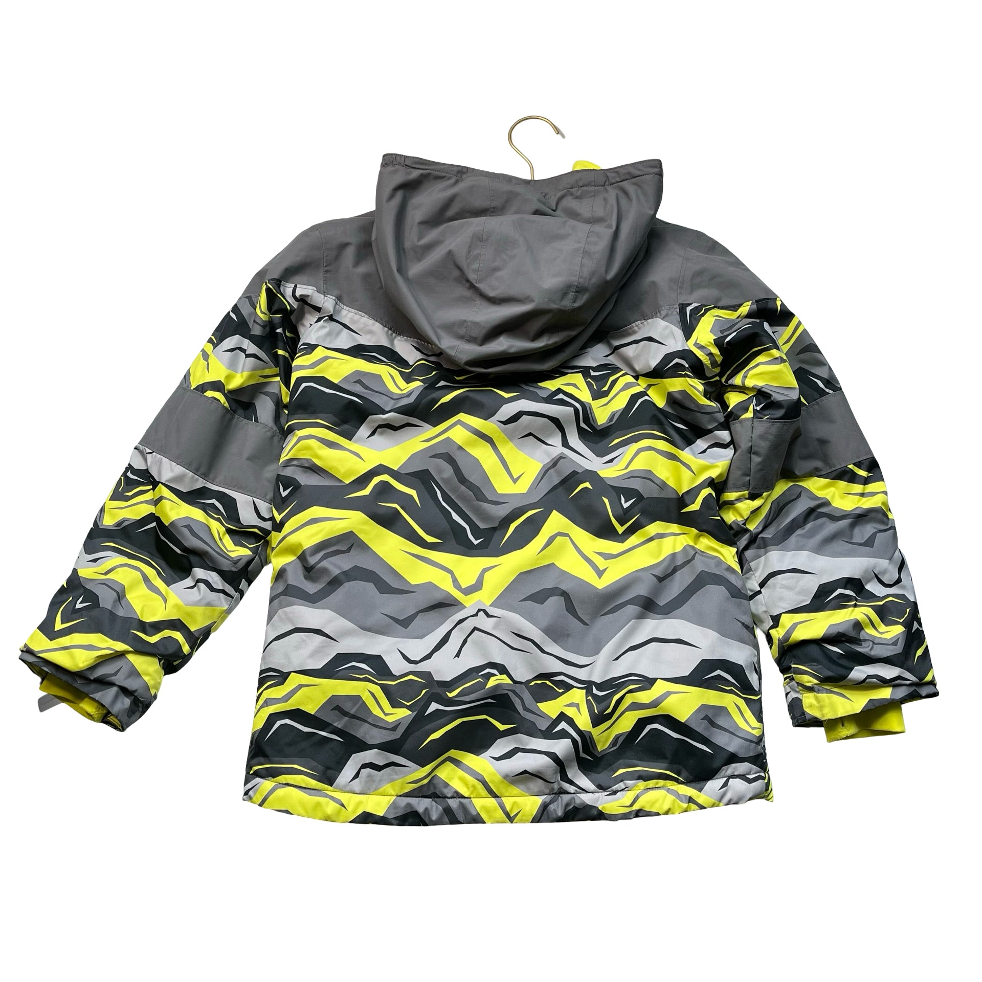 Columbia Omni-Heat Gray, Black, Neon Green Hooded Winter Jacket - Size M 10-12