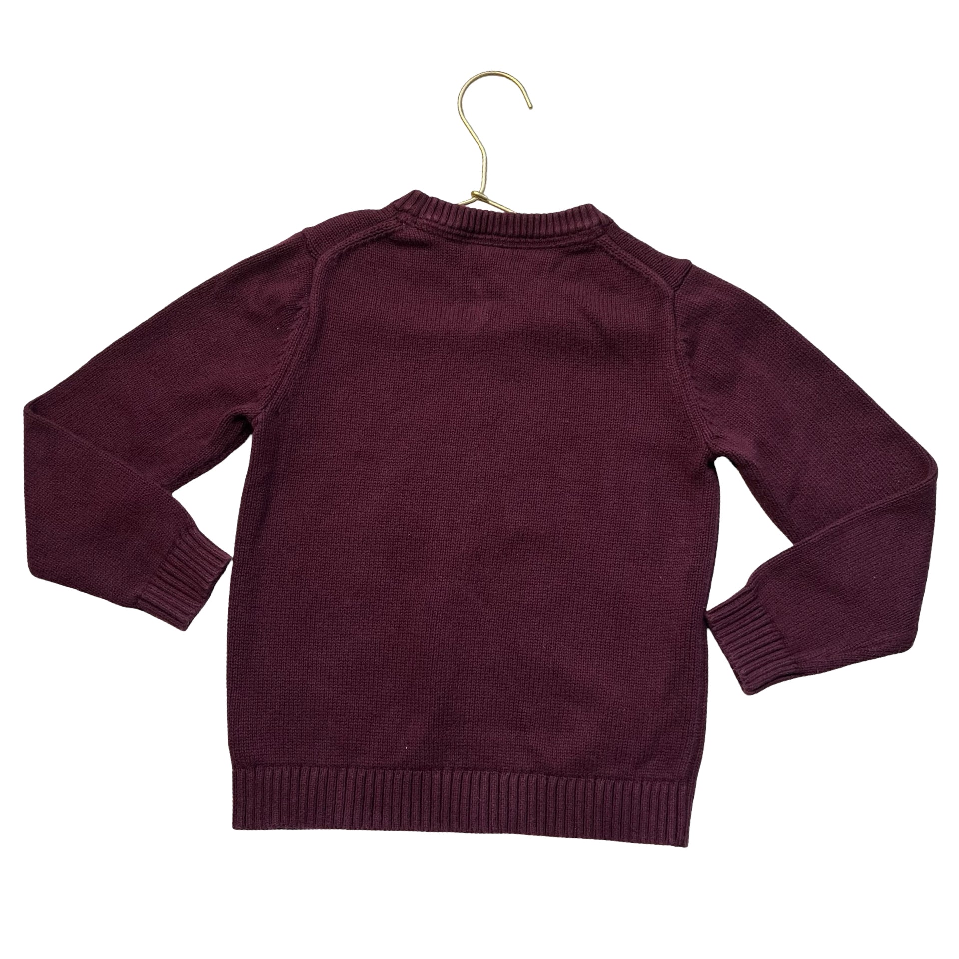 Janie and Jack Burgundy Bear Cotton Sweater - Size 5