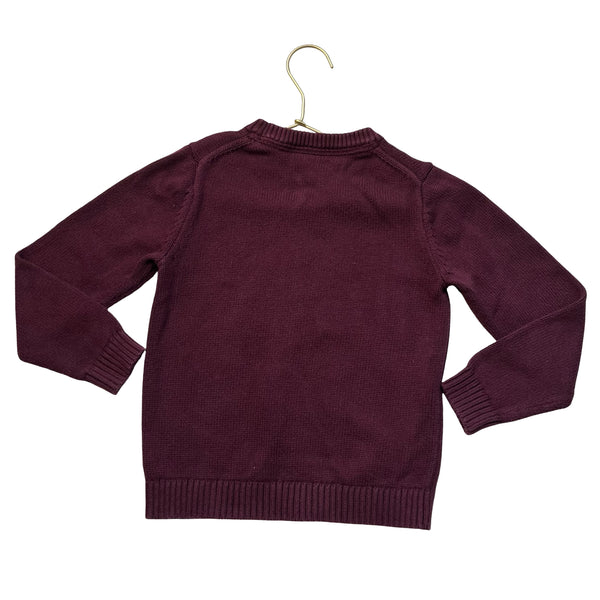 Janie and Jack Burgundy Bear Cotton Sweater - Size 5