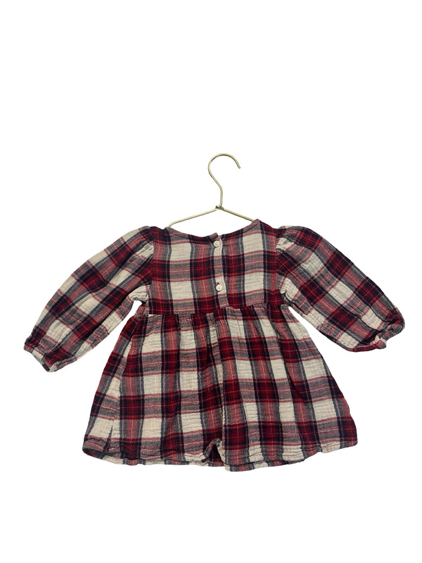 H&M Ivory & Red Plaid Dress - Size 9 Mo