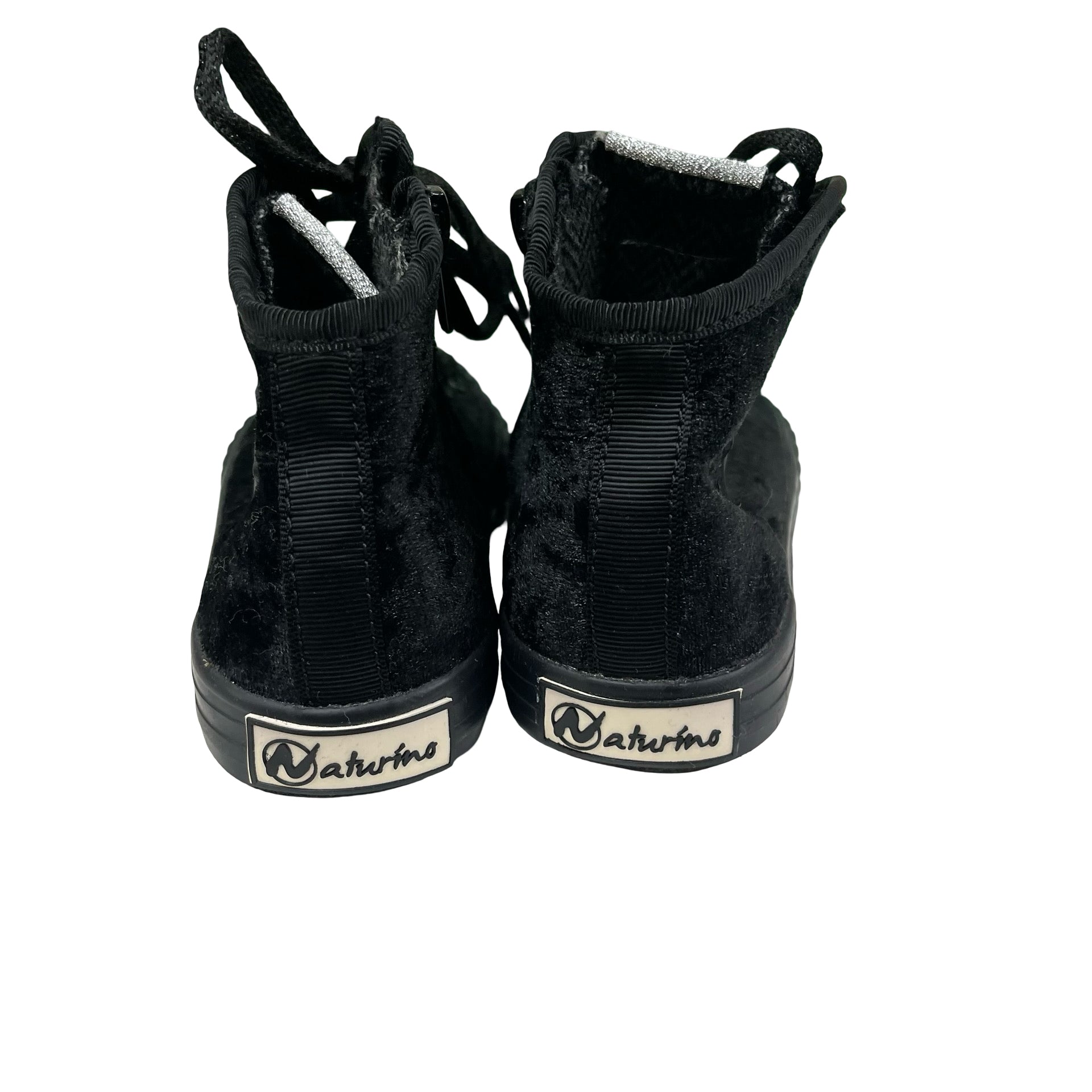 Naturino Black Crushed Velvet High Top Sneakers - Size 28 (11)