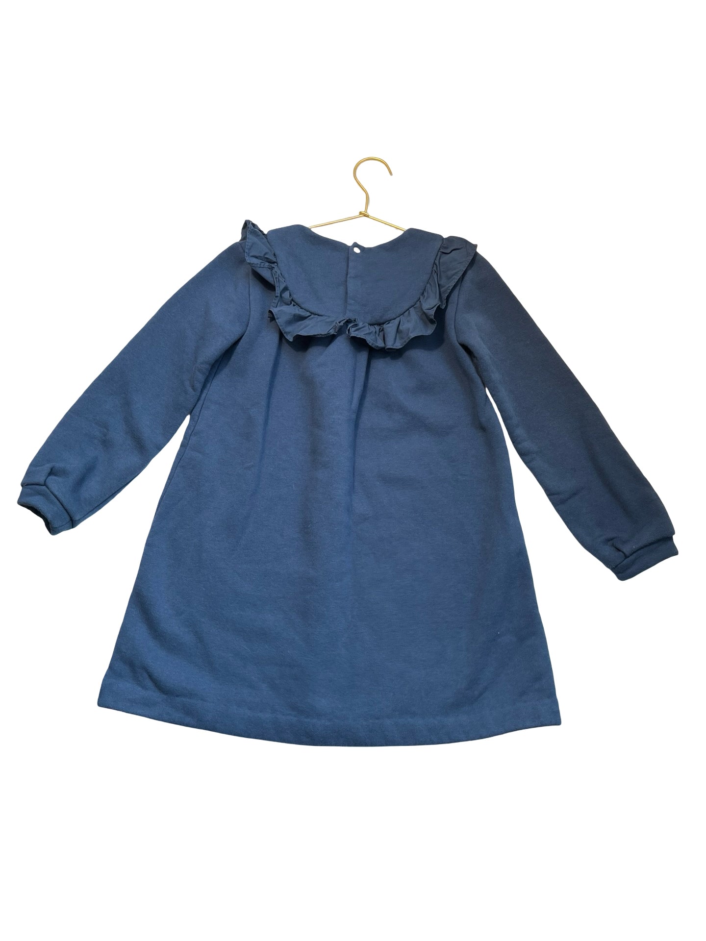 Jacadi Blue Ruffle Sweatshirt Dress - Size 8A