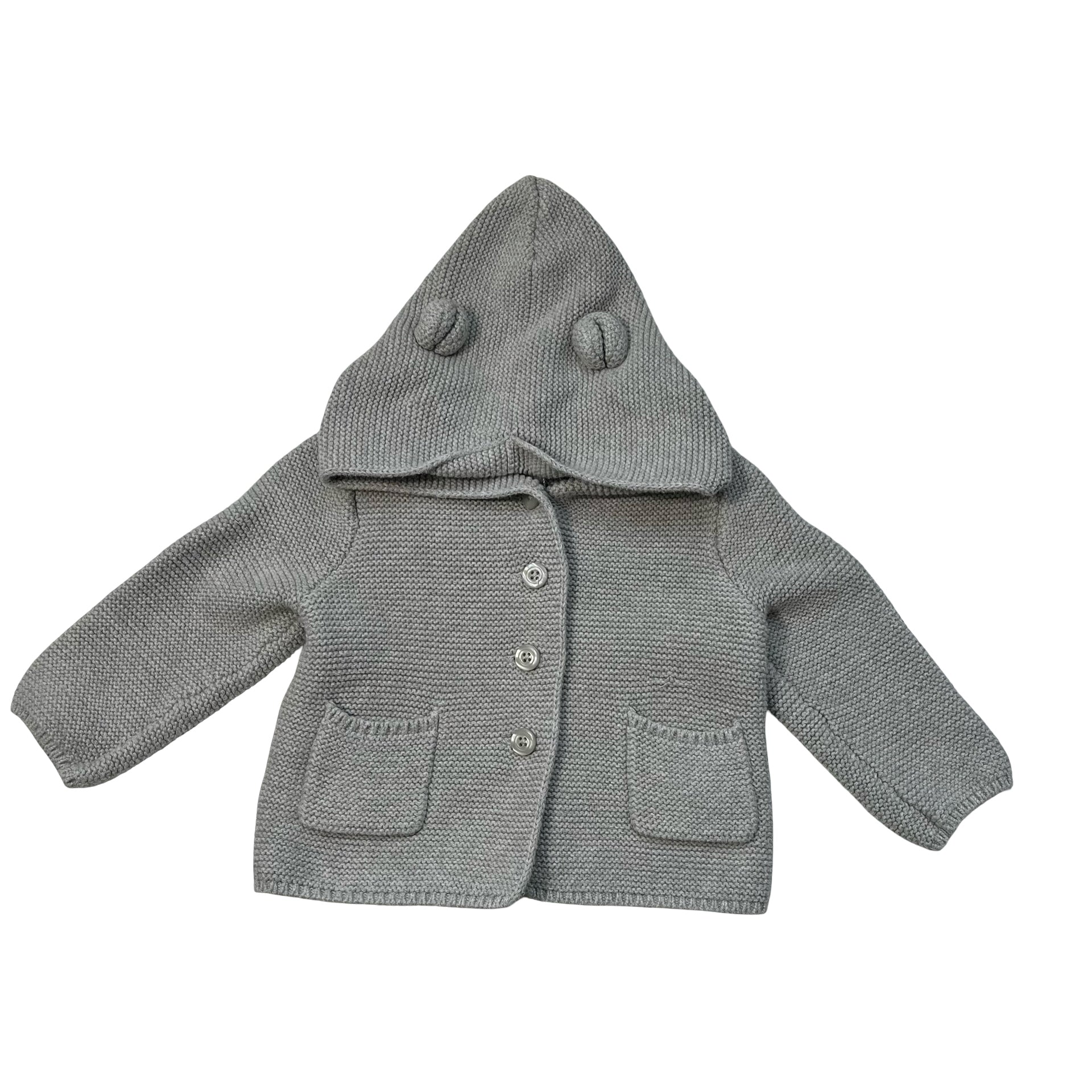 Baby Gap Gray Cotton Hooded Cardigan Sweater - Size 12-18 Mo