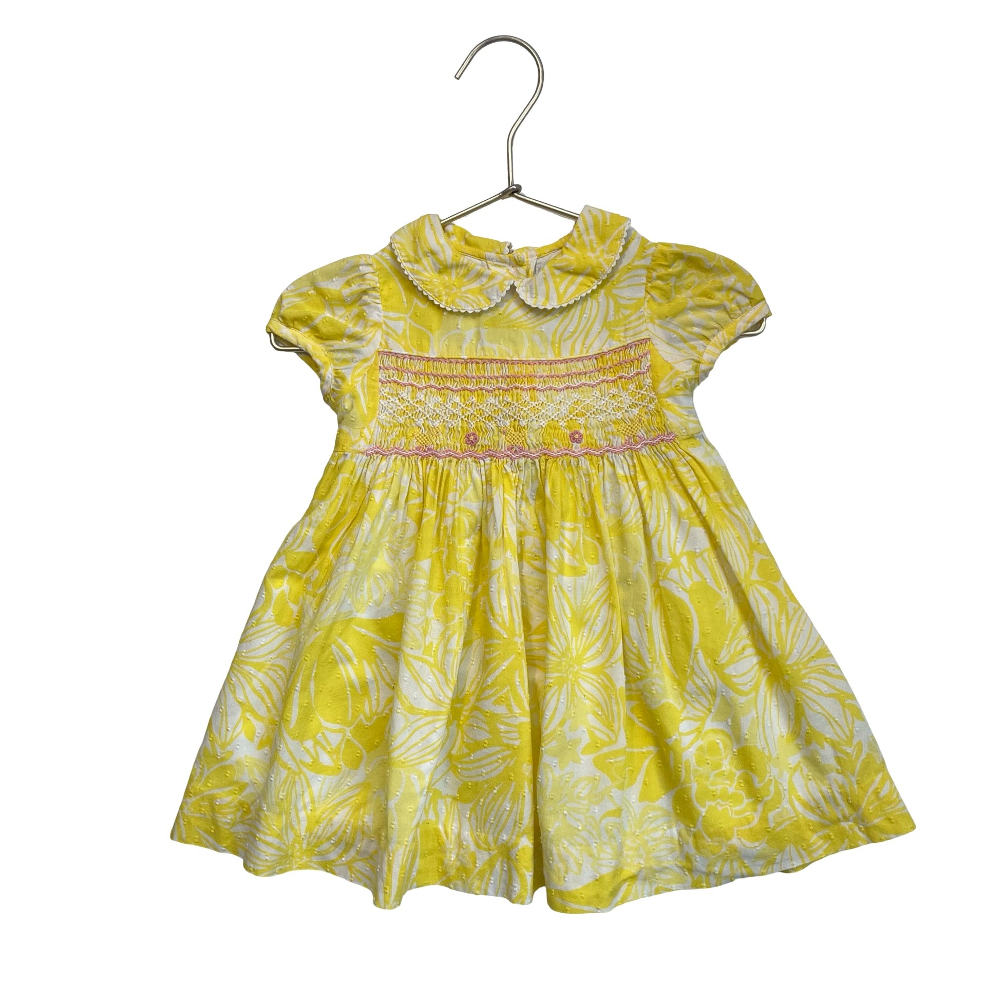 Lilly Pulitzer Smocked Yellow Floral Dress - Size 6-12 Mo