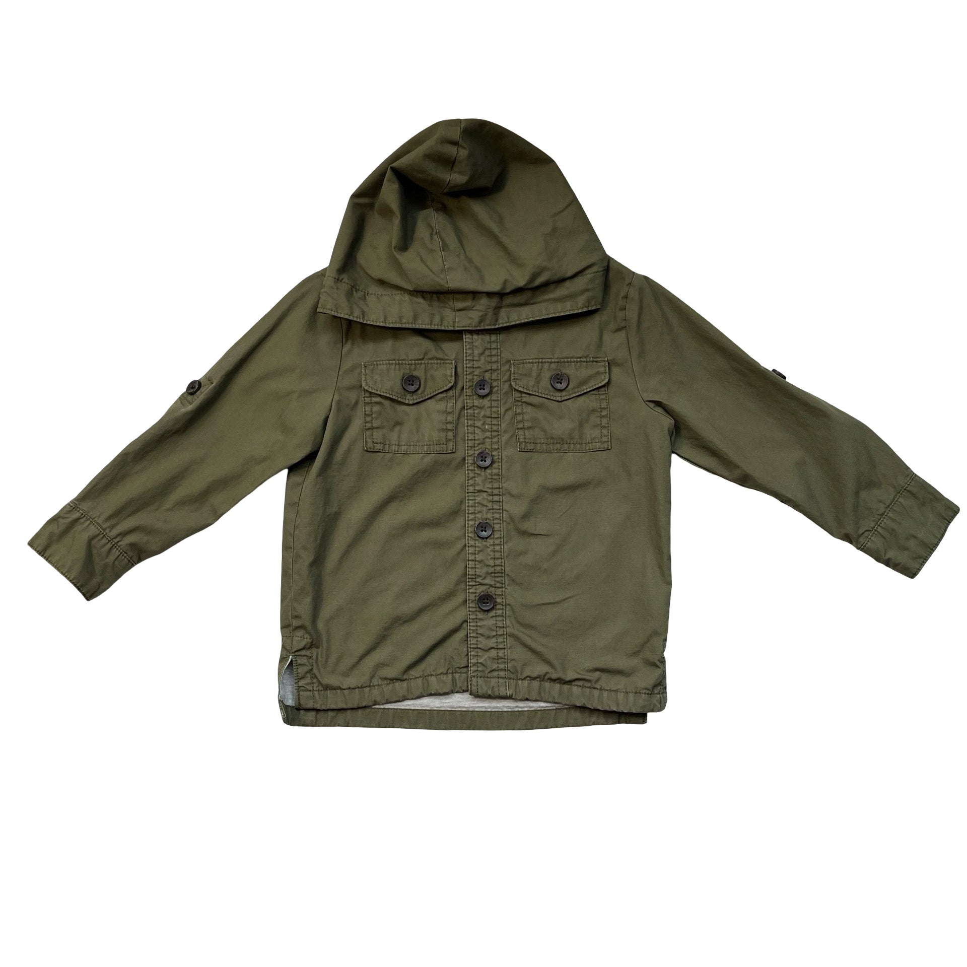 Baby Gap Jersey-Lined Olive Green Hooded Shacket Jacket - Size 3