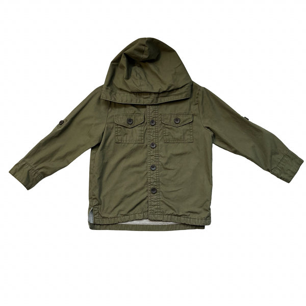 Baby Gap Jersey-Lined Olive Green Hooded Shacket Jacket - Size 3