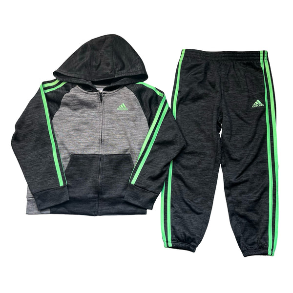 Adidas Heathered Gray Hooded Zip Sweatshirt  & Jogger Set - Size 5