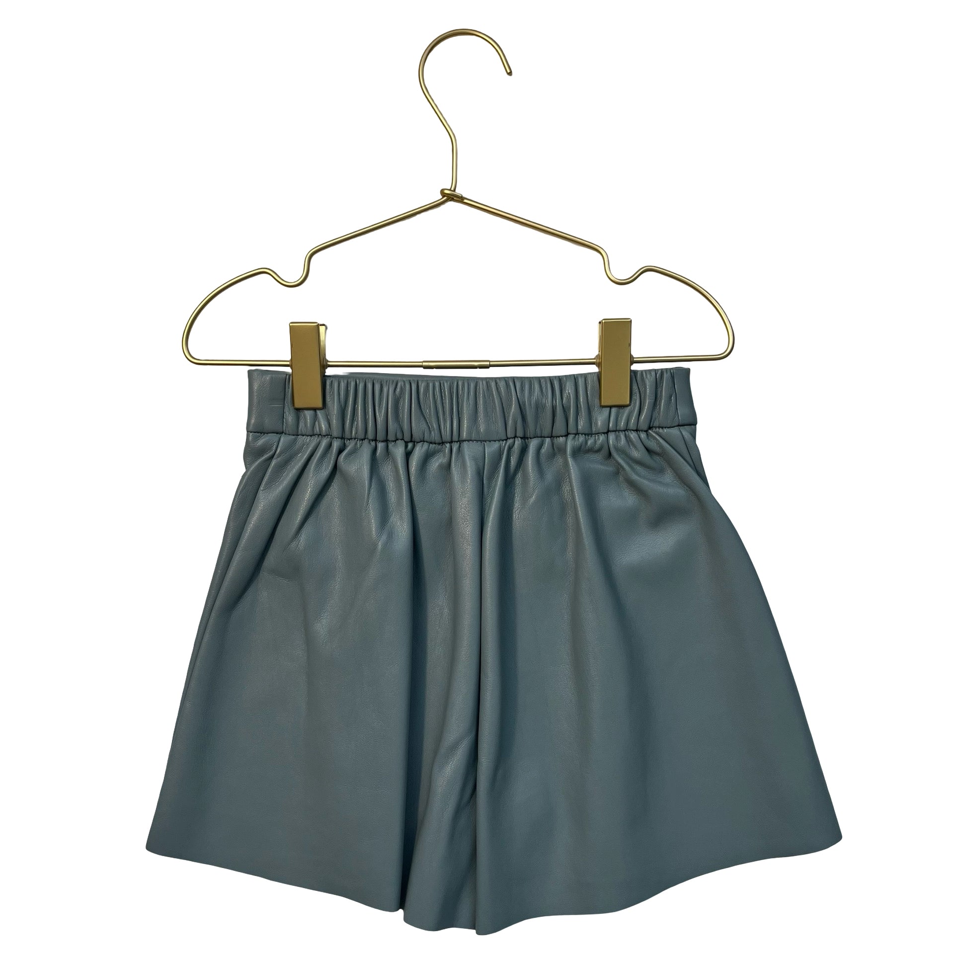 Mayoral Slate Blue Faux Leather Pleated Shorts - Size 7