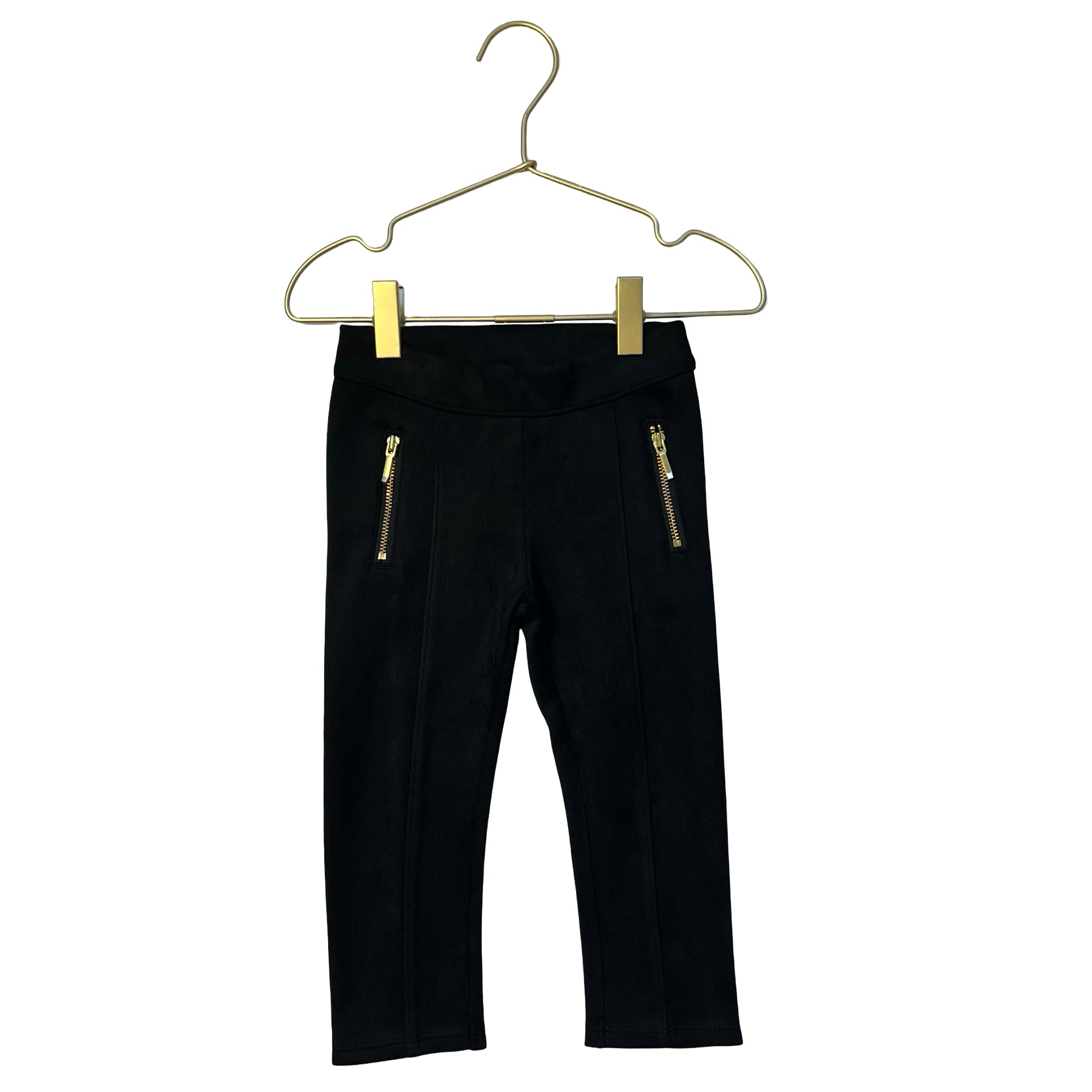 Janie and Jack Black Faux Suede Gold Zipper Leggings - Size 18-24 Mo