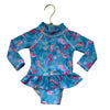 Flap Happy Blue Seahorse Print Swim Suit - Size 6 Mo