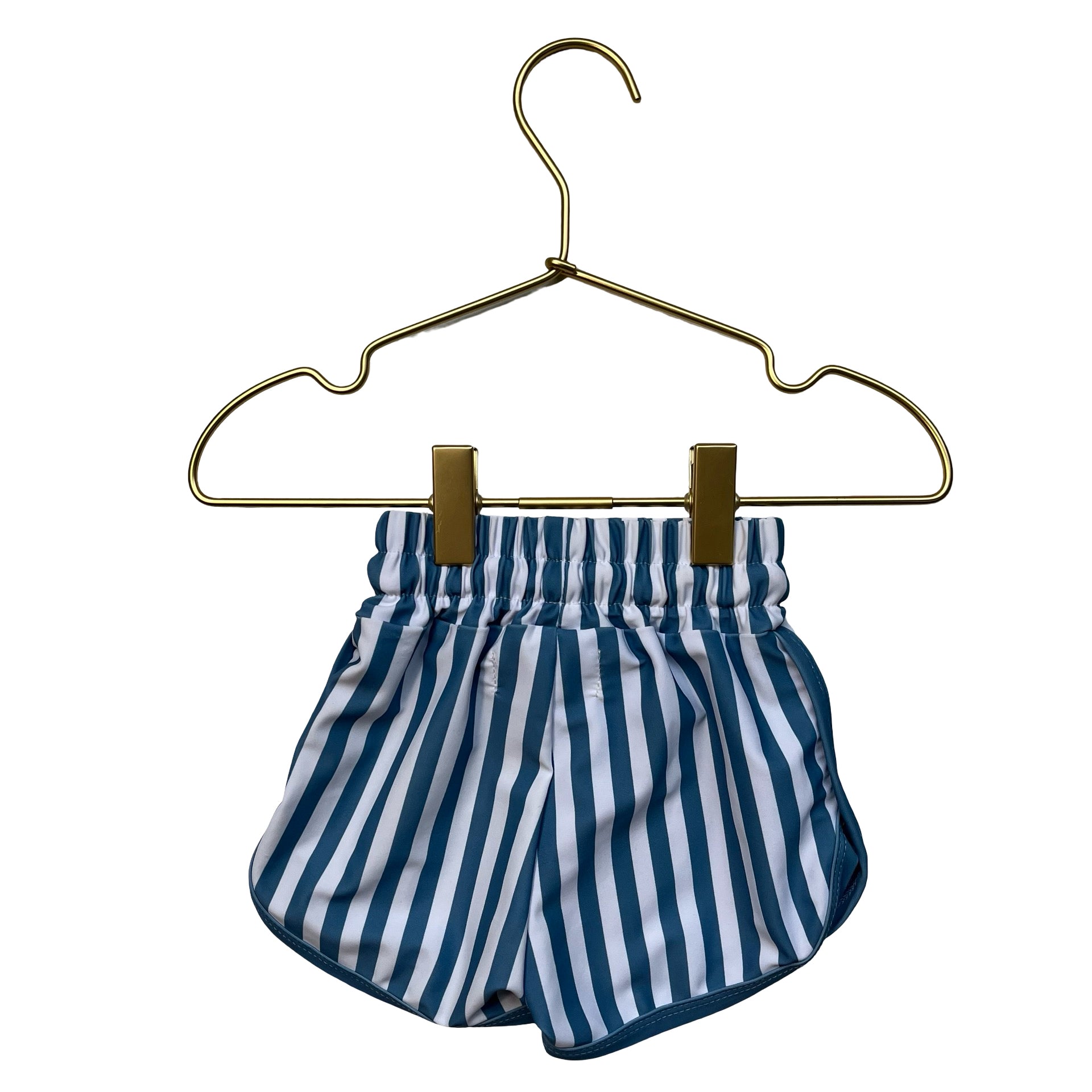 White Bear Blue & White Striped Unlined Swim Suit - Size 3-6 Mo