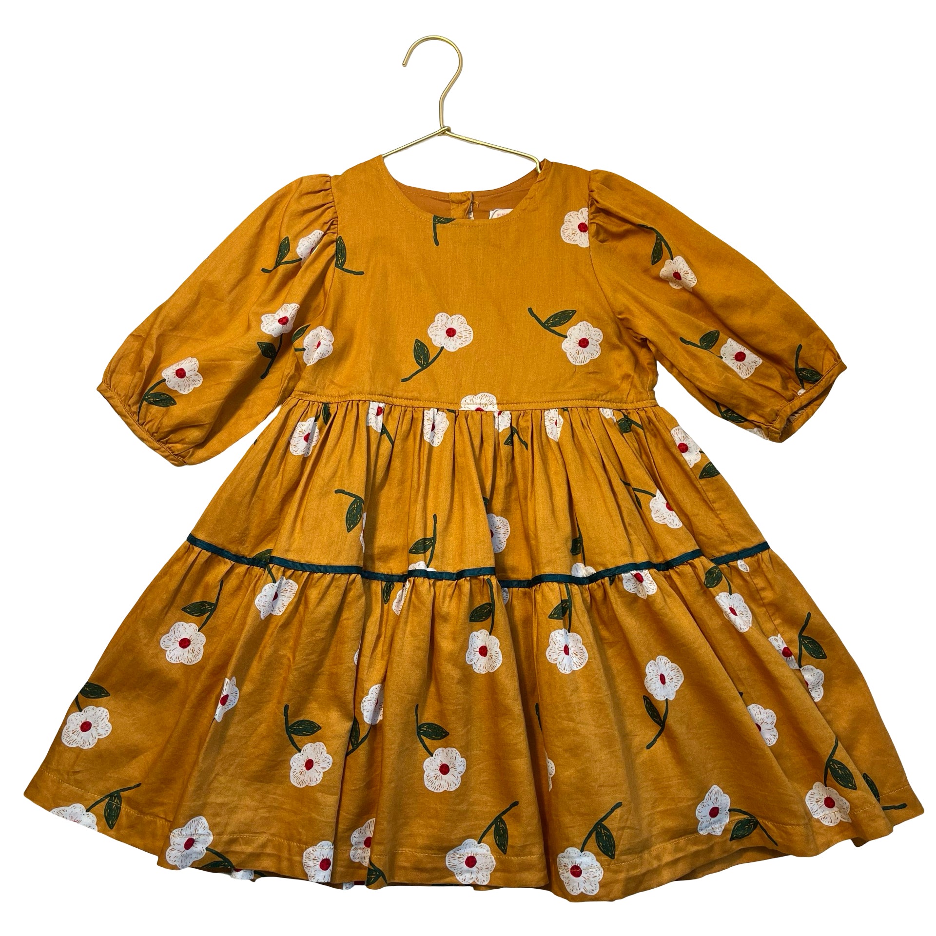 Pink Chicken Marigold Flower Print Dress - Size 6Y