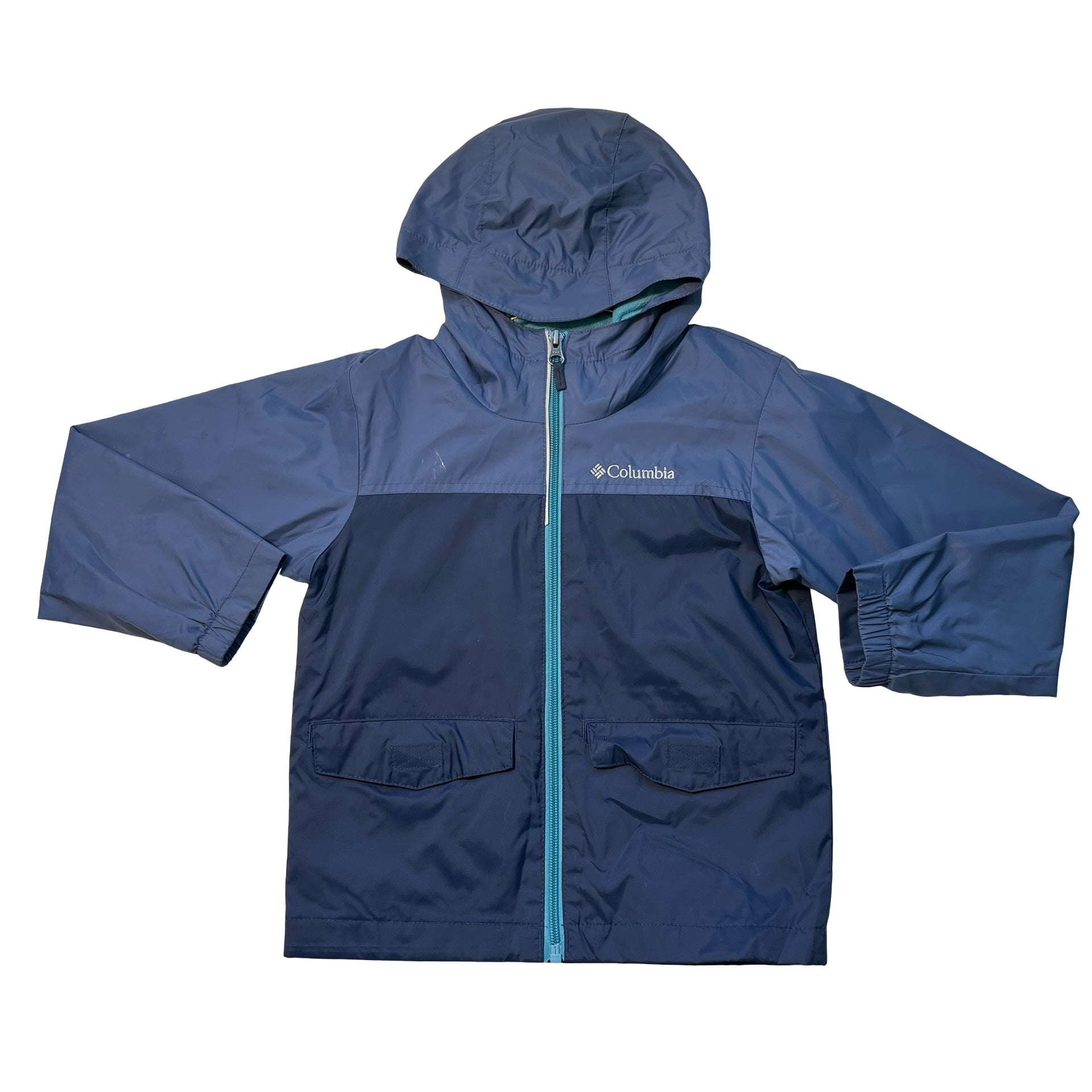 Columbia Fleece-Lined Navy & Blue Hooded Windbreaker Jacket - Size XXS 4-5