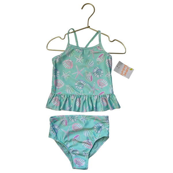 Jumping Beans Mint Green Shell Print 2 Piece Tankini Swim Suit with Tags - 3T