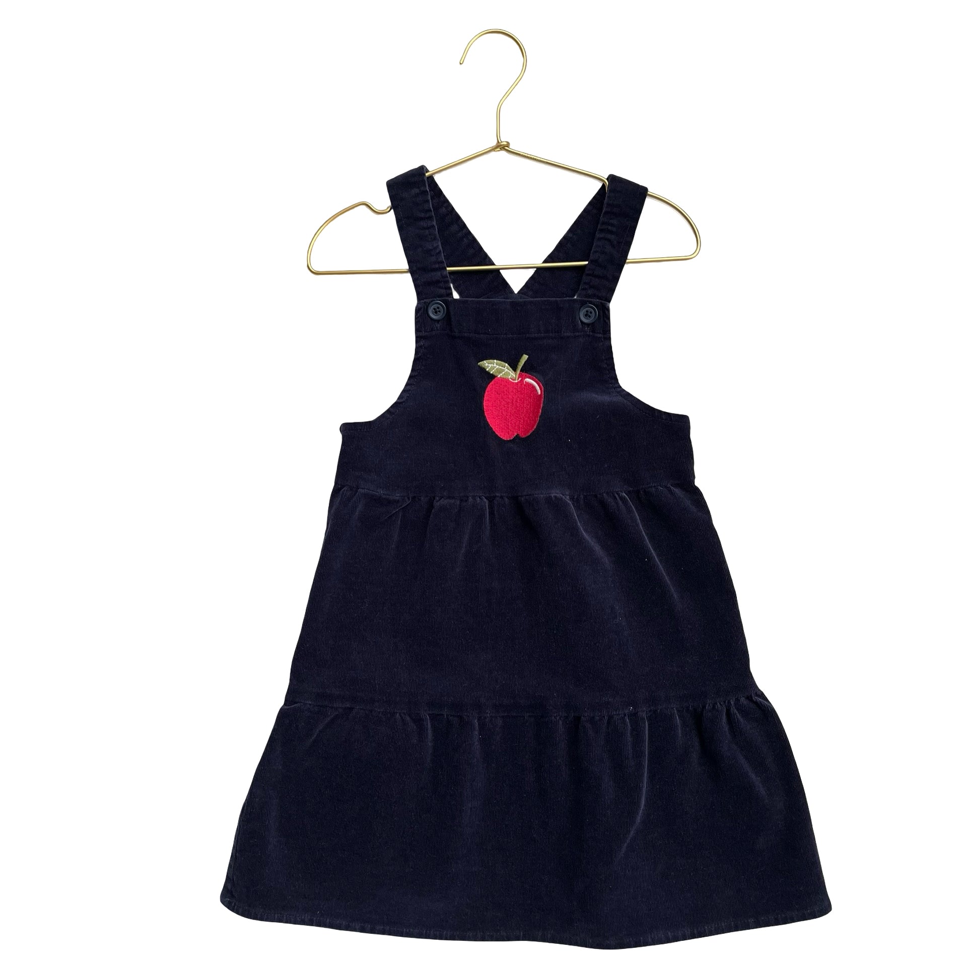Children's Place Navy Corduroy Apple Overall Dress - Size 5T