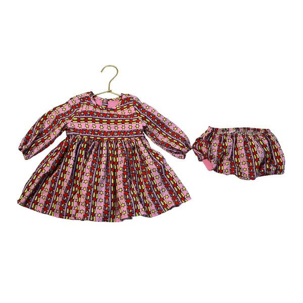 Stella McCartney Kids Pink, Purple, Yellow, Red Star Dress & Bloomers - 6 Mo