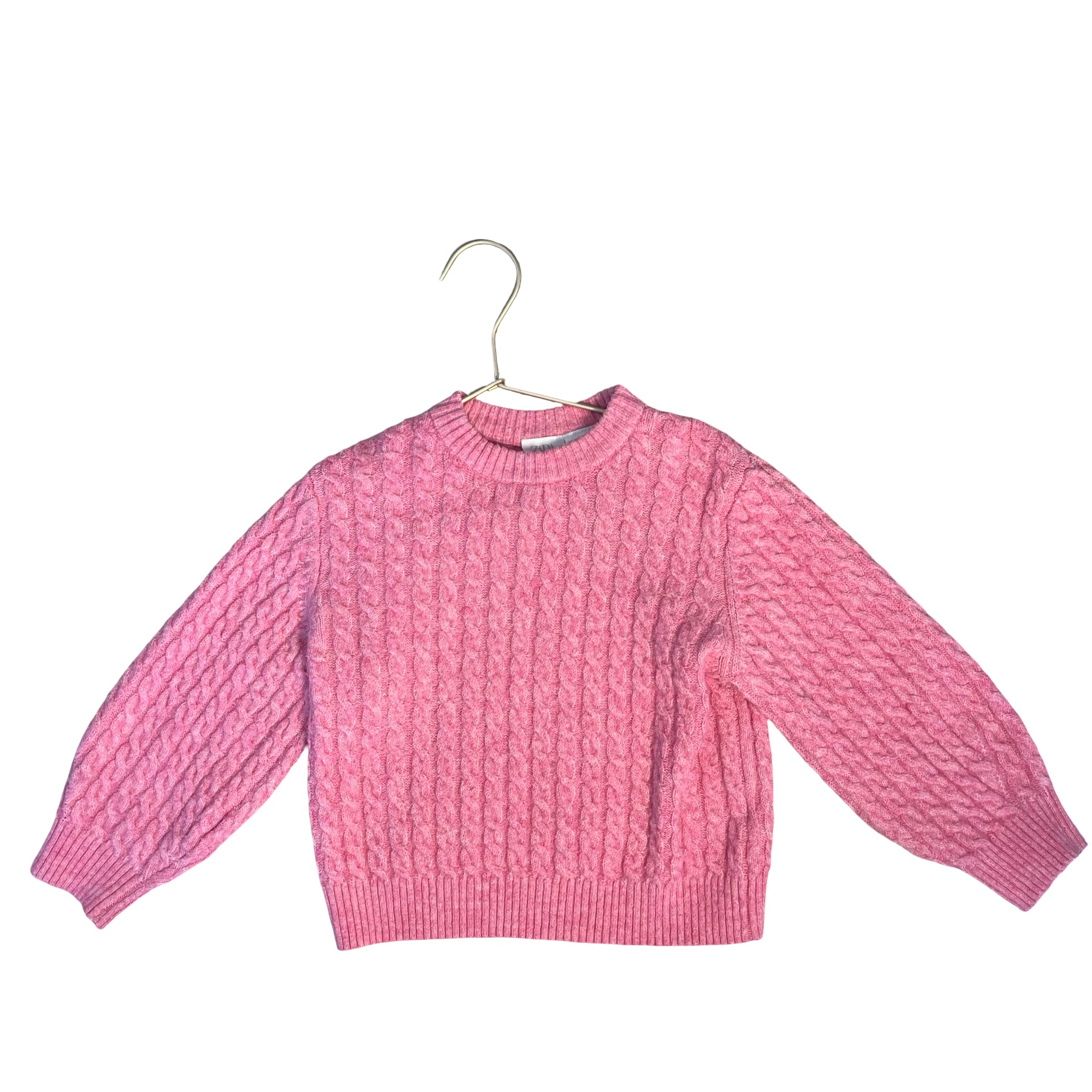Zara Pink Cable-Knit Sweater - Size 2-3