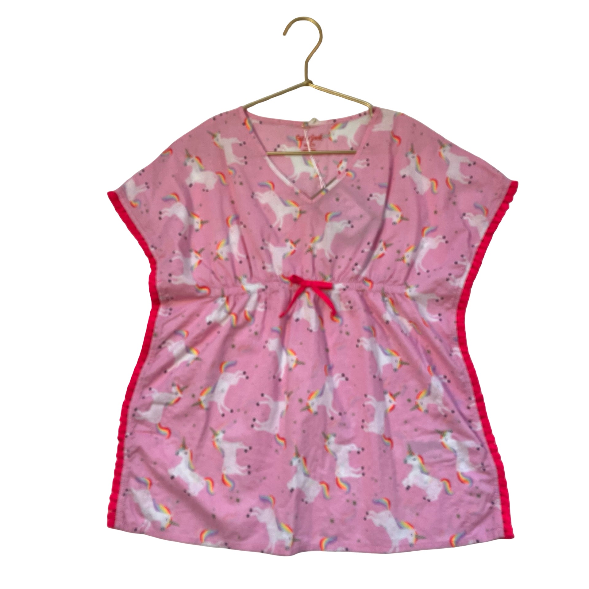 Cat & Jack Pink Unicorn Print Swim Cover Up with Fringe - Size XS 4-5