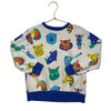 Mini Boden Oatmeal & Multi-Color Animal Head Print Sweatshirt - Size 6-7Y