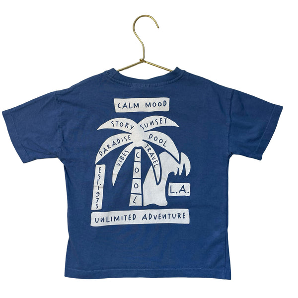 Zara Blue Palm Tree Graphic T-Shirt - Size 6