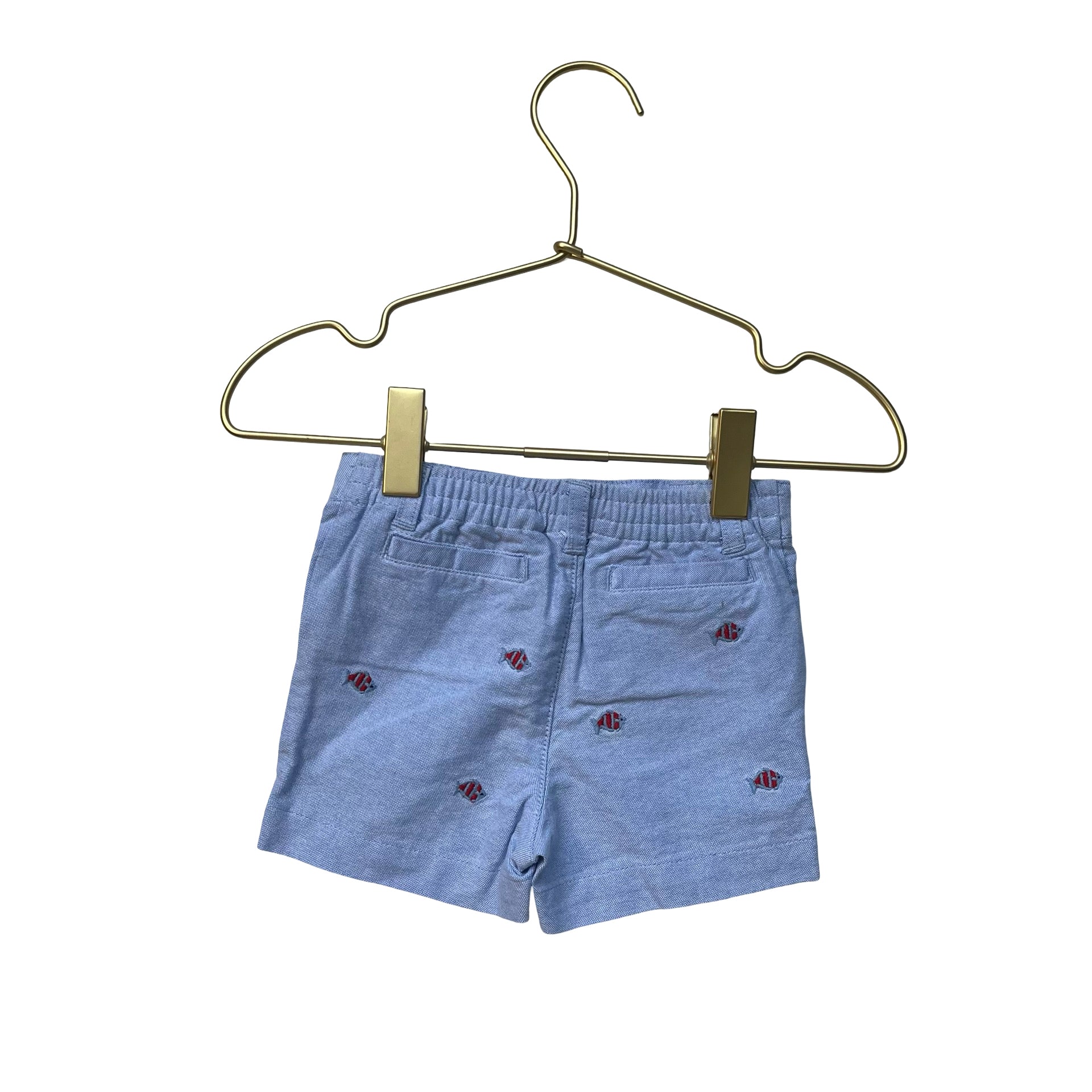 Janie and Jack Blue & Red Embroidered Fish Shorts - Size 0-3 Months