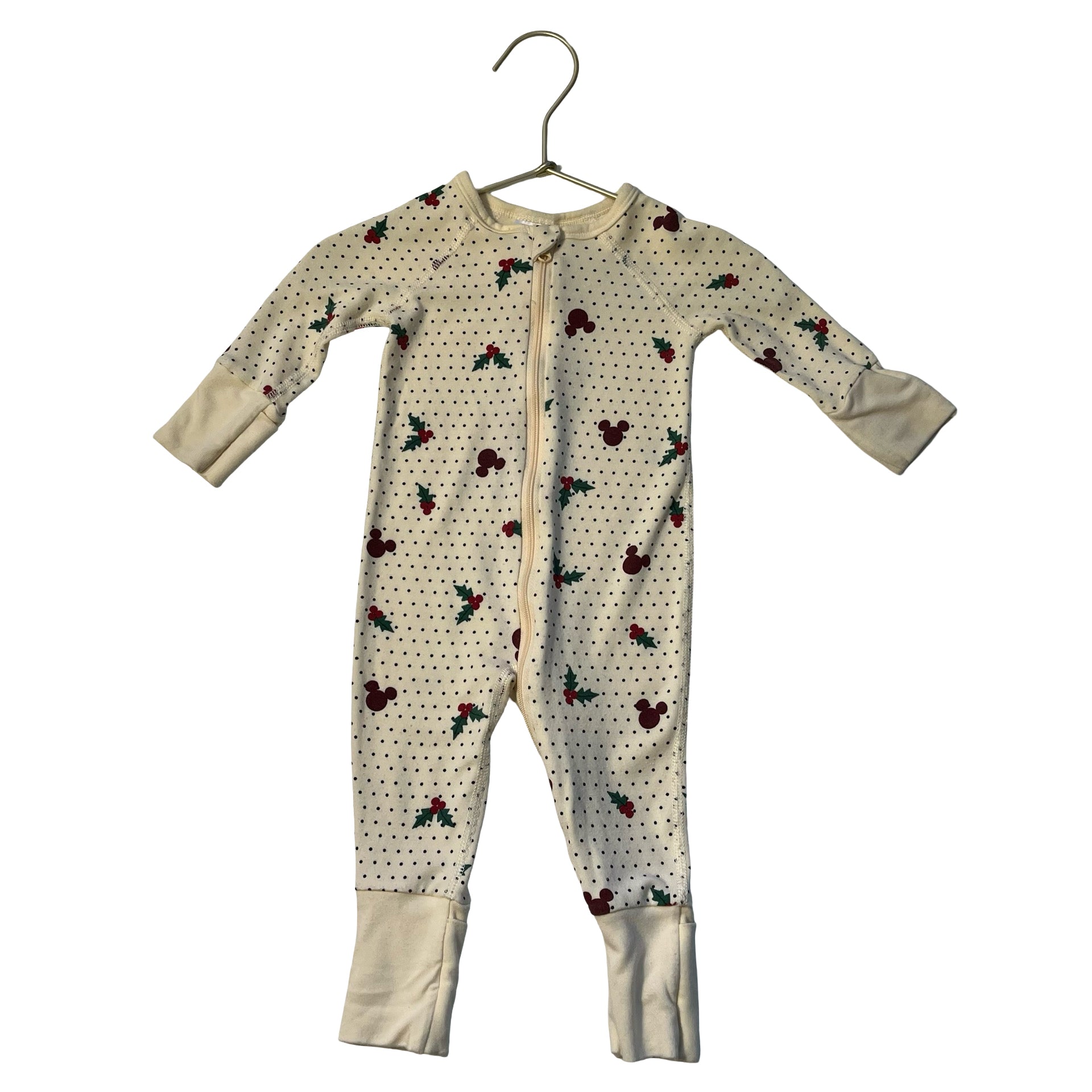 Hanna Andersson x Disney Ivory Dot, Holly, Mickey Print One-Piece PJs - 0-3 Mo