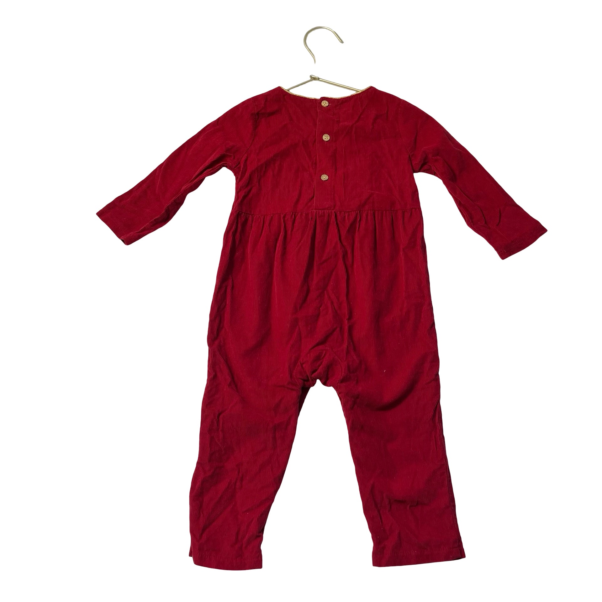 Mud Pie Red Corduory Plaid Bow One-Piece Jumpsuit - Size 12-18 Mo