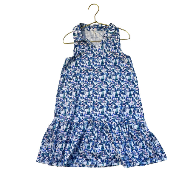 Vineyard Vines Performance Sailboat Print Dress - Size XS 5-6