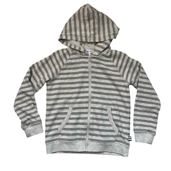 Splendid Gray Striped Zip-Up Hooded Sweatshirt - Size 6
