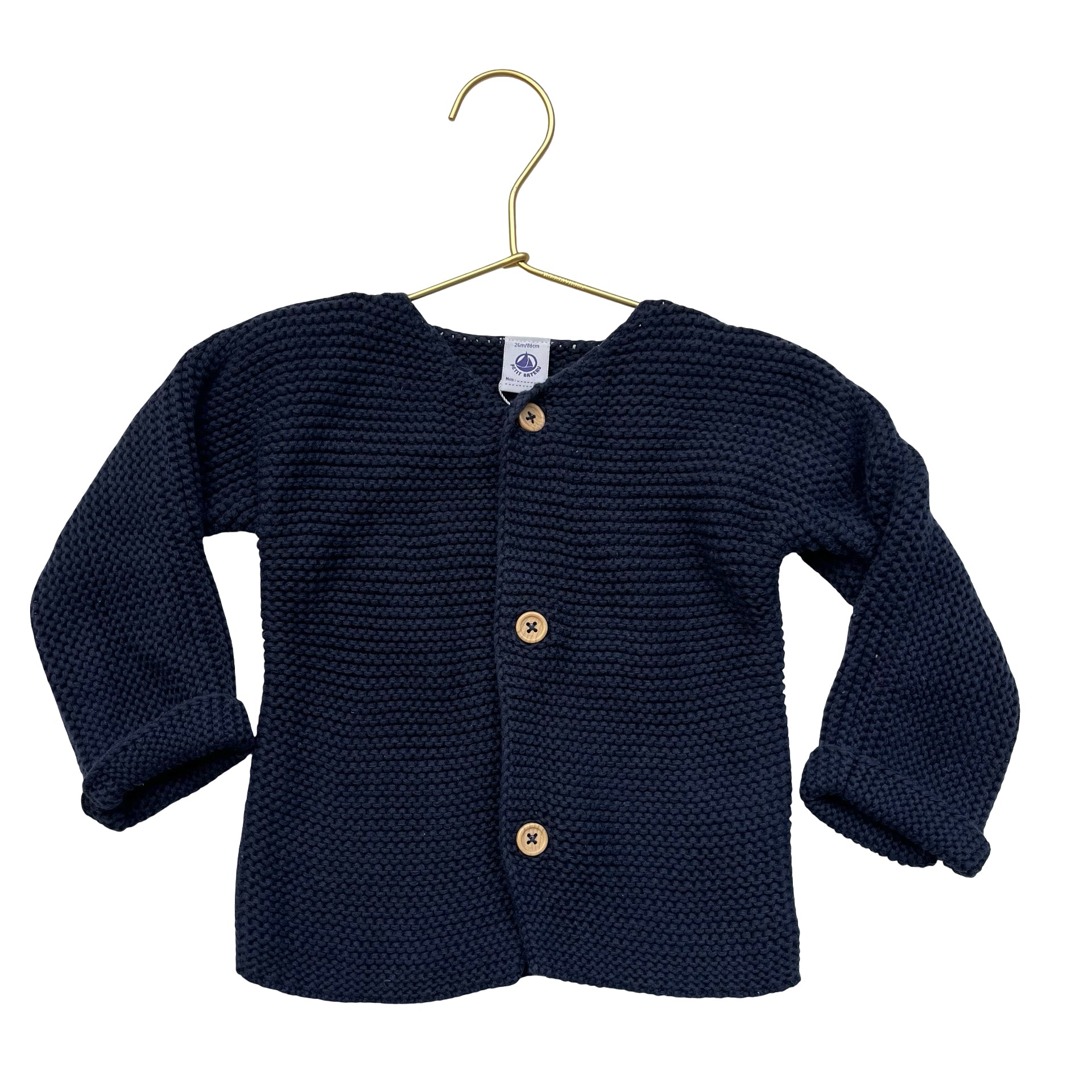 Petit Bateau Navy Cotton Cardigan Sweater - Size 24 Mo