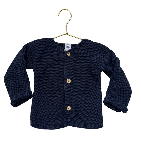 Petit Bateau Navy Cotton Cardigan Sweater - Size 24 Mo