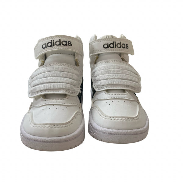 Adidas White & Green Camo High-Top Sneakers - Size 5k