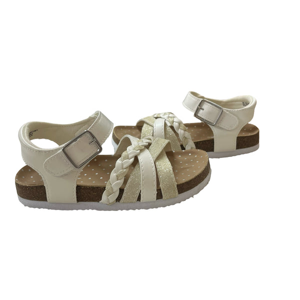 Sugar Kids Ivory & Gold Sparkle Sandals - Size 9