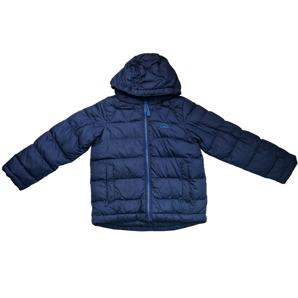 L.L.Bean DownTek Navy Puffer Jacket, Removeable Hood - Size M 5-6