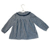 Bout'Chou Navy & Ivory Check Flannel Button Down Blouse - Size 36 Mo