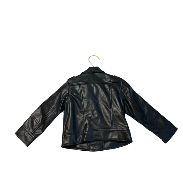 H&M Black Faux Leather Moto Jacket - Size 2T