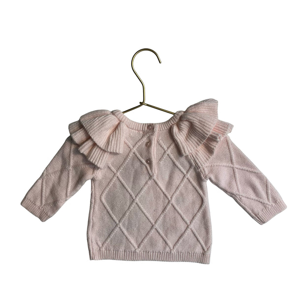 Janie and Jack Pink Embroidered Cherry Sweater - Size 3-6 Mo