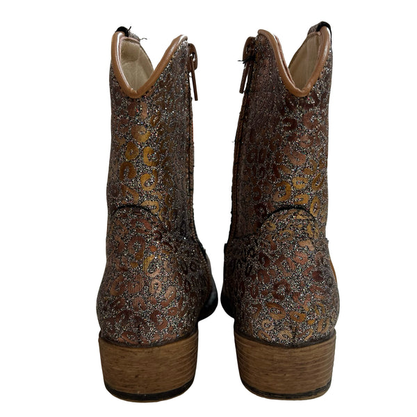 Roper Copper Glitter Leopard Print Cowgirl Boots - Size 7
