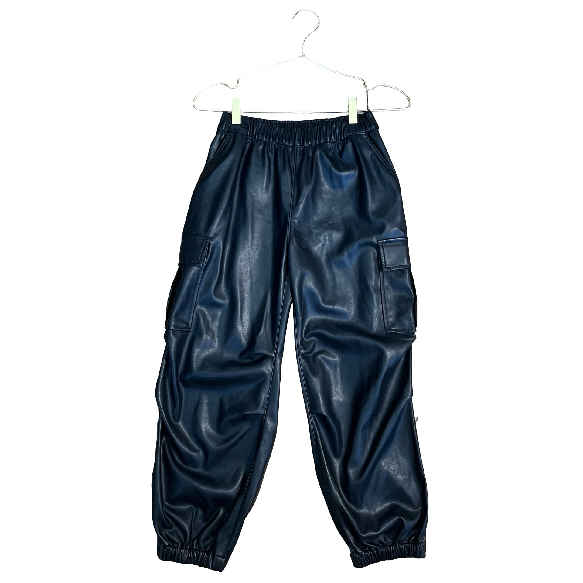 Gap Kids Black Faux Leather Cargo Jogger Pants - Size L 10