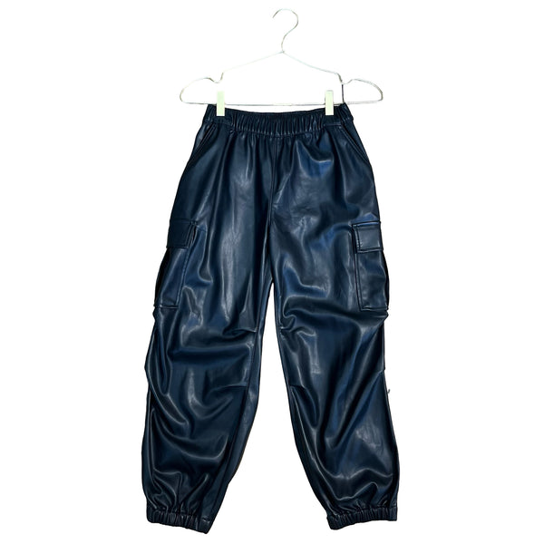 Gap Kids Black Faux Leather Cargo Jogger Pants - Size L 10