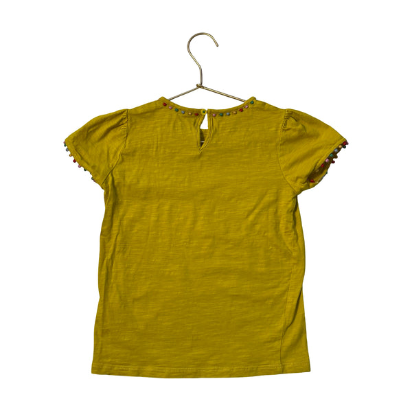 Mini Boden Yellow T-Shirt, Colorful Trim - Size 8-9