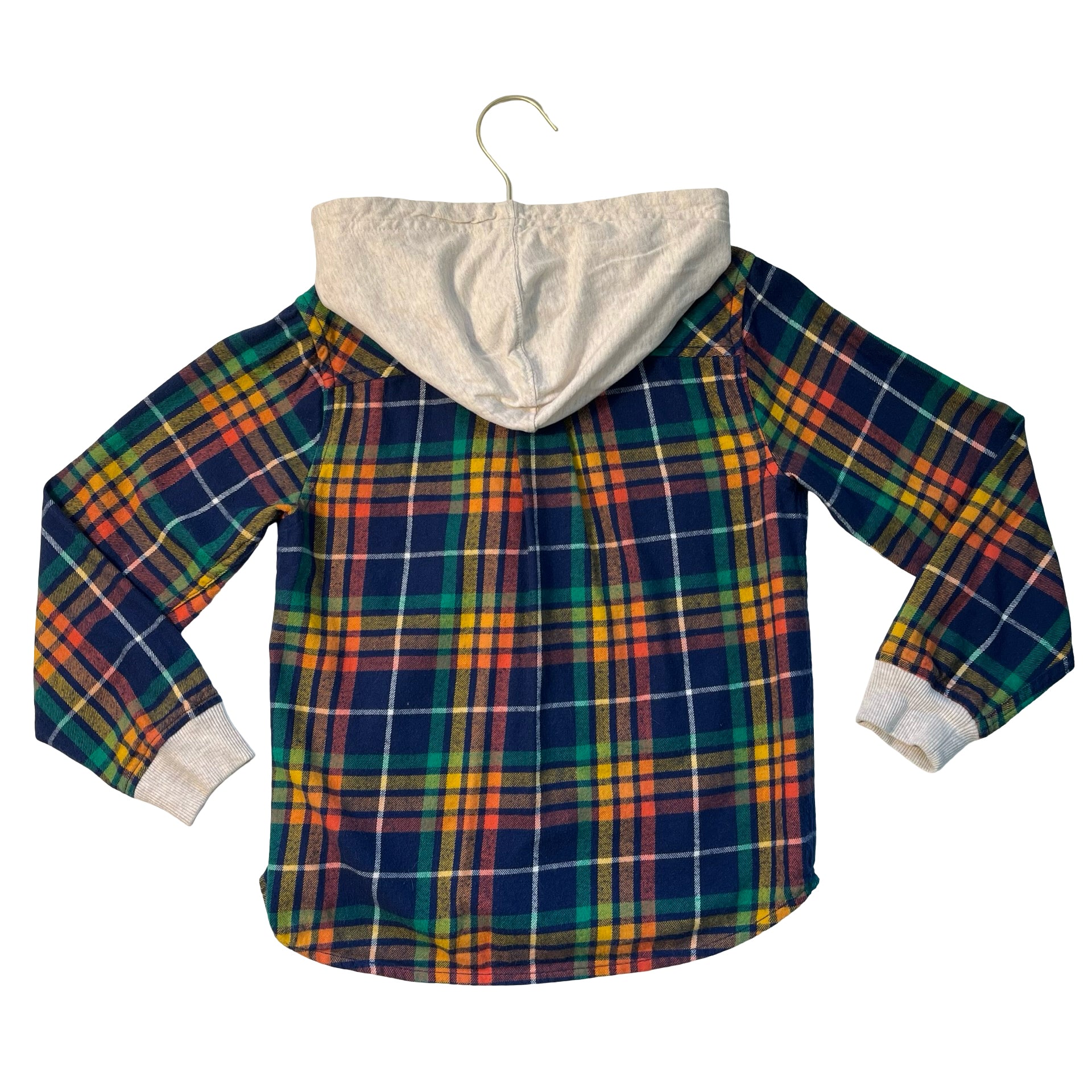 Hanna Andersson Plaid Flannel Hooded Button Down Shirt - Size 6-7