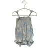 Sproet & Sprout Ivory & Light Blue Toile 100% Linen Bubble Romper - Size 12 Mo