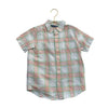 Janie and Jack Ivory, Green, Peach & Red Plaid Linen-Blend Shirt - Size 6