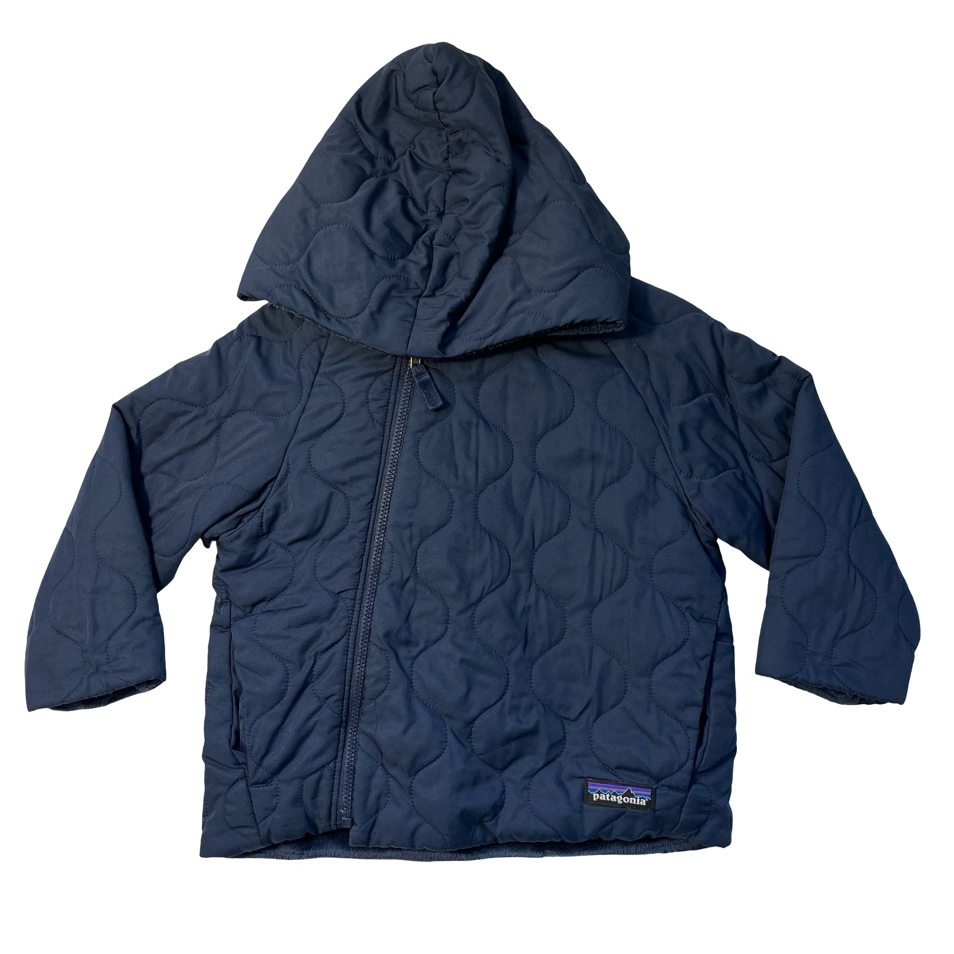 Patagonia Fleece-Lined Navy Hooded 'Quilted Puff Jacket' - Size 2T
