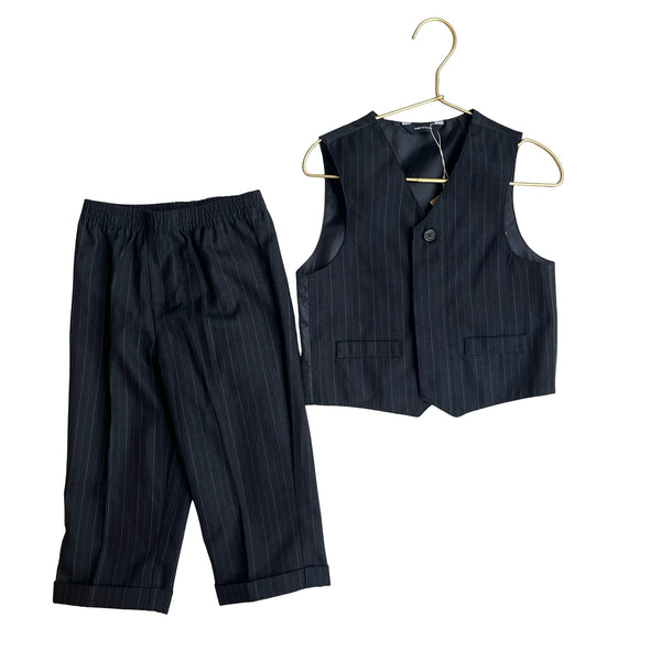 Nautica Navy Pinstripe Vest & Pant Suit Set - Size 3