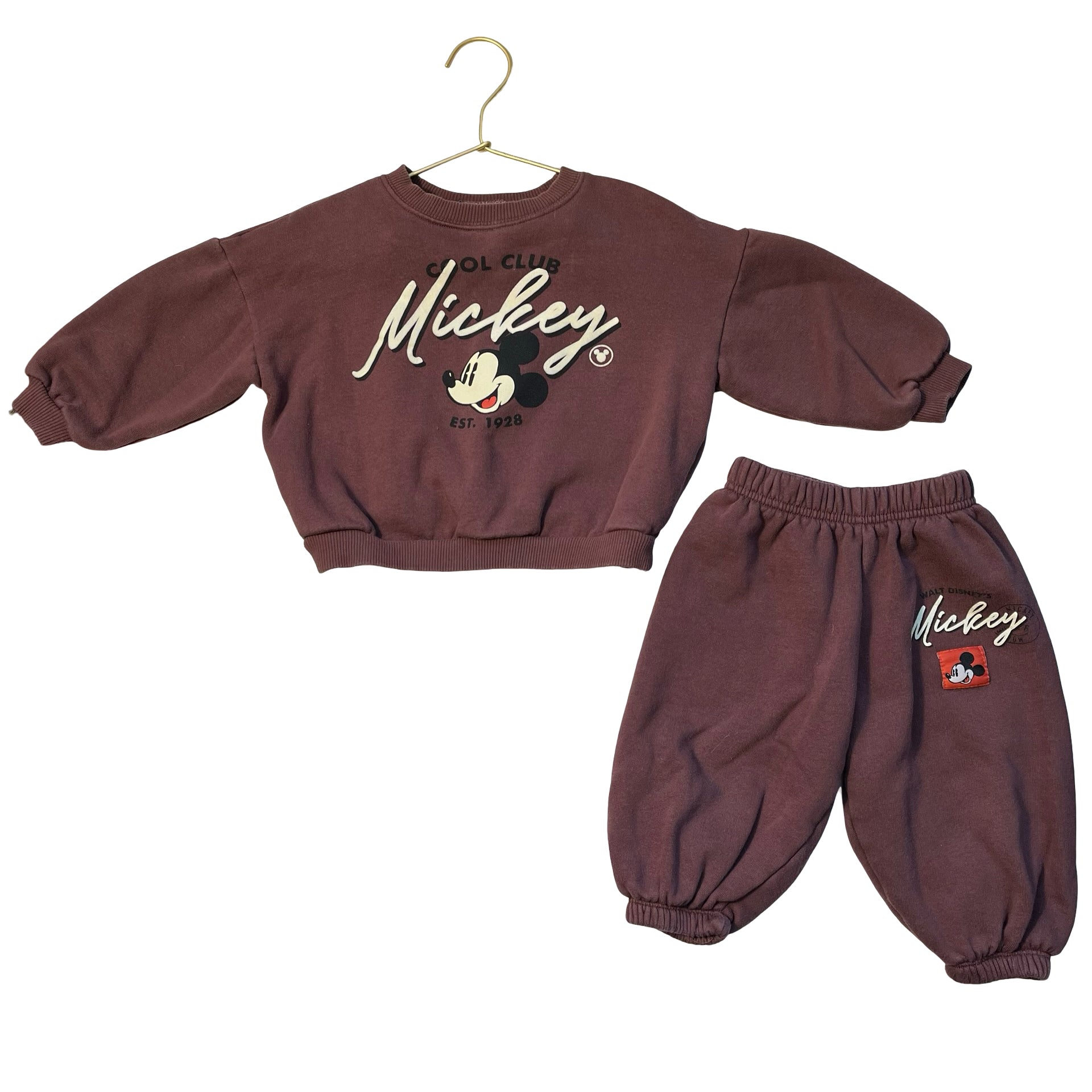 Zara x Disney Plum Mickey Mouse Sweatshirt & Joggers Set - Size 2