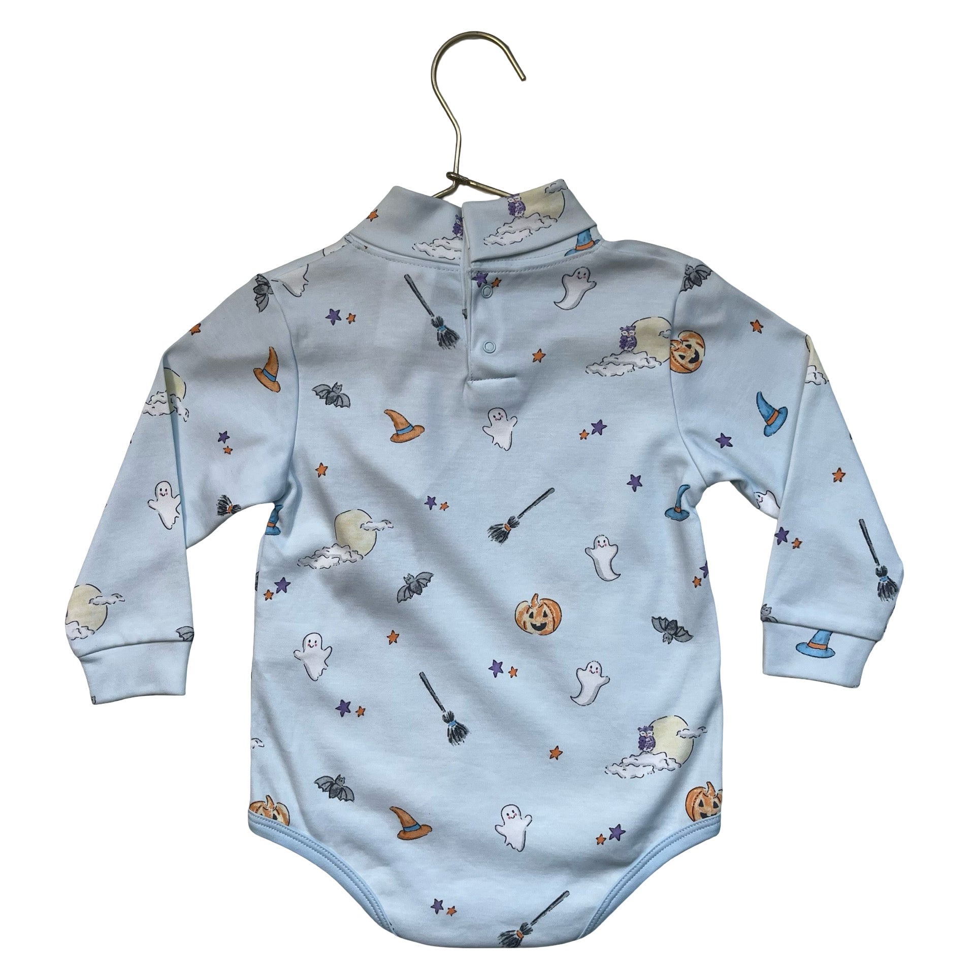 Bella Bliss Light Blue Halloween Print Turtleneck Bodysuit with Tags - 18 Mo