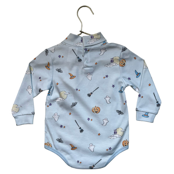 Bella Bliss Light Blue Halloween Print Turtleneck Bodysuit with Tags - 18 Mo